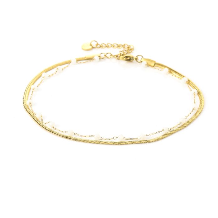 JE13460 - WHITE/GOLD - Enkelbandje